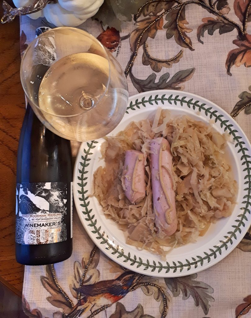 Winemaker's CUT Riesling with Brats and Sauerkraut