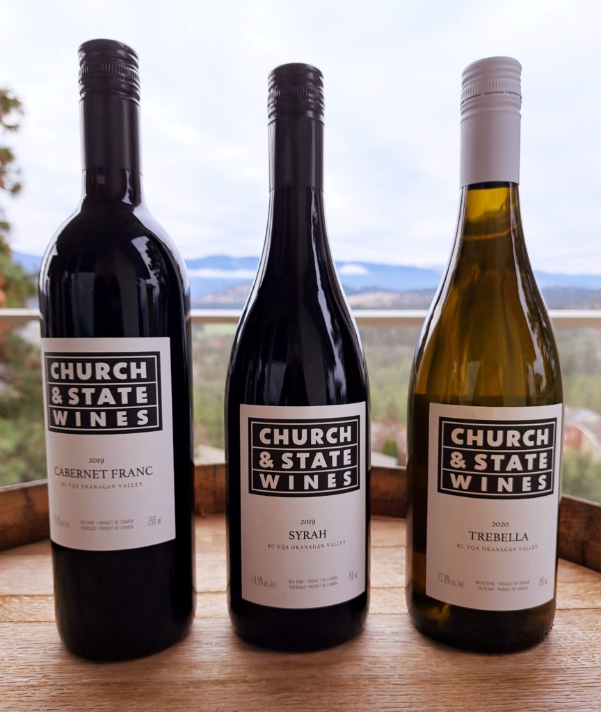 Church and State Wines has released three premium wines for the Holidays.  Trebella, a flavour-packed Rhone Valley grape blend.  A bold and sassy Syrah and an elegant Cabernet Franc. 