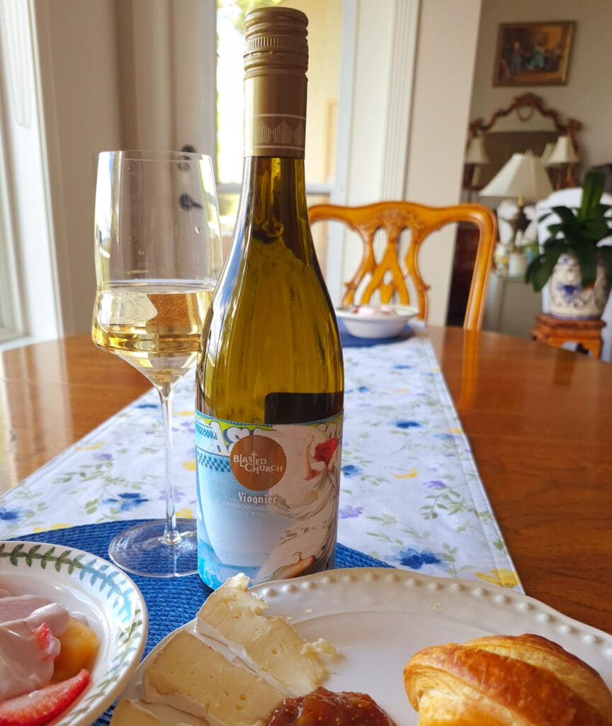Blasted Church Viognier with Croissant and Fig Jam.
